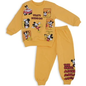 Erkek Çocuk Mickey Mouse Kare Baskılı 2'li Alt Üst Eşofman Takım