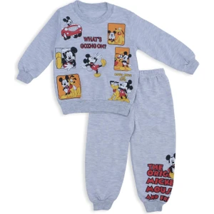 Erkek Çocuk Mickey Mouse Kare Baskılı 2'li Alt Üst Eşofman Takım