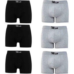 KYC Shopping Erkek Likralı 6 Adet Siyah-Gri Karşık Premium 1.kalite Pamuklu Penye Esnek Kumaş Boxer Baksır