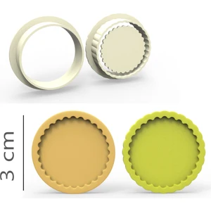 Tırtıklı Yuvarlak Kurabiye, Bisküvi, Kolye Ucu, Mühür Kalıp Seti - 3 cm