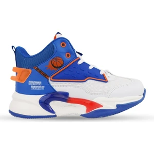 London Çocuk Boğazlı Sneaker Spor Ayakkabı Beyaz - Sax Mavi