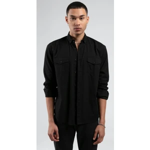 Erkek Çift Cep Kapaklı Slim Fit %100 Pamuk Gömlek