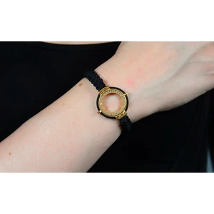 Çelikoğlu Kuyumculuk 22 Ayar Altın Kaplama Siyah Renkli  Çeyrek Cerceveli Bileklik