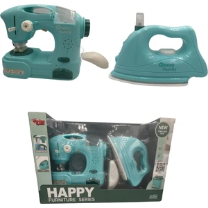 Oyuncak Pilli Işıklı Ses ve Müzik Efektli  2'li Küçük Ev Aletleri Seti Iki Parça Ev Aletleri (Kahve Makinesi -Mikser-Filtre Kahve Makinası- Blender-Ütü-Dikiş Makinası)