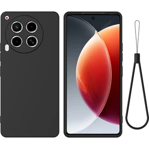 Transsion Tecno Camon 30 4g Kılıf El Askılı Sıvı Silikon Koruyucu Telefon Kılıfı - Siyah (Yurt Dışından)