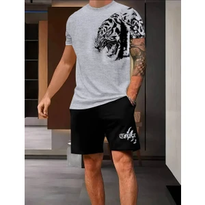 Turkish Lion Kaplan Desenli T-Shirt ve Şort Takımı