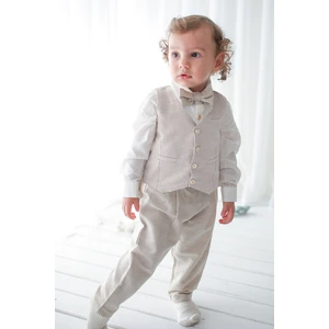 Catz Kids Krem Keten Yelekli Askılı Takım 4'lü Set