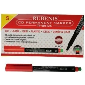 Permanent Asetat Cd Kalemi S Uç 12 Li Mavi Kırmızı Siyah