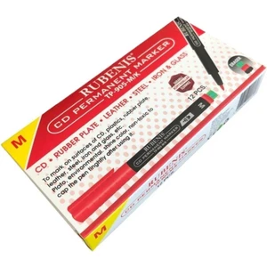 M Asetat Kalemi Kırmızı Cd Permanent Marker Silgili 12 adet