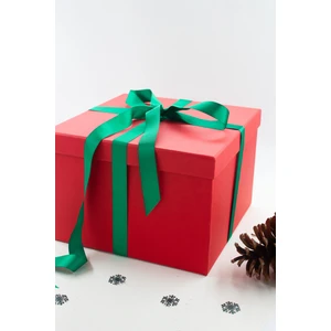 Karton Kutu Yılbaşı Hediye 27X27X19 cm Karton Kutu  Büyük Hediyelik Kırmızı Kutu