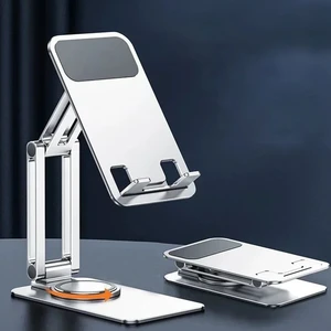 Coverzone Tok Alüminyum Stand Çok İşlevli Döner Tablet PC Akıllı Telefon Standı Mini Boy Masaüstü Stand Katlanabilir Cep Telefonu Evrensel Telefon Tutucu ZR644 Titanyum Renk