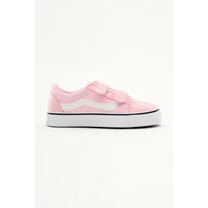 Çocuk Unisex Pembe Kauçuk Taban Keten Cırtlı Spor Ayakkabı