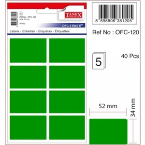 Ofc-120 Çıkartma Etiket 52x34 Mm (yeşil 80 Li - Renkliler 40 Lı Paket)