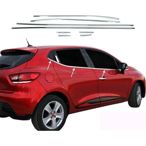 Renault Clio 4 Uyumlu 2013-2019 Krom Cam Çıtası 8 Parça Paslanmaz Çelik