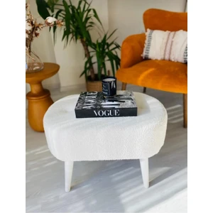 Gürgen Ahşap Ayak Welsoft Kumaş Oval Pufidik Puf Bench Tabure Sandalye