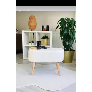 Gürgen Ahşap Ayak Welsoft Kumaş Oval Pufidik Puf Bench Tabure Sandalye