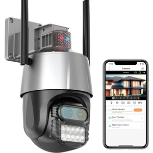 8mp 4K  Hırsızlığa Karşı Siren Alarmlı Wifi Çift Lensli 8x Yakınlaştırmalı Ptz Speed ​​dome Kamera