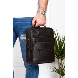 Newish Polo Erkek Hakiki Deri Çelik Kasalı Omuz ve El Çantası Battal Boy newpolo153 - Siyah