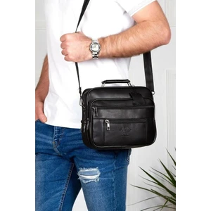 Newish Polo Erkek Hakiki Deri Çelik Kasalı Omuz ve El Çantası Büyük Boy – newpolo136 - Siyah
