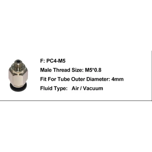 3D Yazıcı Pnömatik Konnektör Çelik Pc4 M5 x 1 Adet  (RF125)