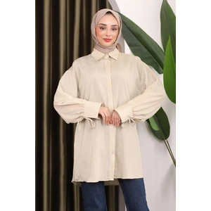 Bej Kol Detaylı Tunik