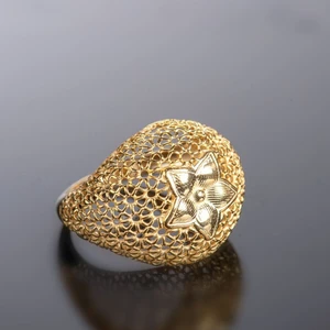 Vianto Jewellery Altın Işıltısında Çiçek Desenli 925 Ayar Kadın Gümüş Yüzük ve Özel Hediye Paket