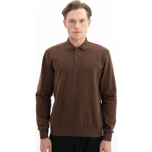 Erkek Regular Fit Kazak Selanik Kumaş Polo Yaka Düğmeli Sweatshirt K26564699901