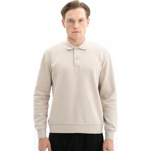 Erkek Regular Fit Kazak Selanik Kumaş Polo Yaka Düğmeli Sweatshirt K26564699901