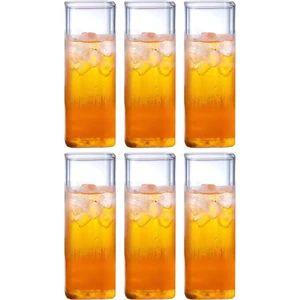 Kitchen Design Lab Yeni Stil Kare Cam Latte,kahve,meşrubat,smoothie Bardağı 450 ml 6 Adet