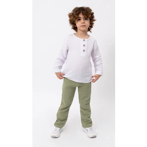 Unisex Bebek&çocuk %100 Pamuklu Müslin Alt Üst Pijama Takım-Yeşil