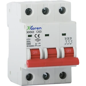 Xkn3 Serisi B Tipi 3 Faz Otomatik Sigorta 3 x 2 - 63 Amper