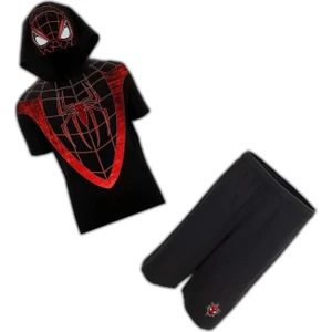Örümcek Adam Kostüm Kısa Kollu Tshirt Kapşonlu ve Şortlu Takım Kostüm