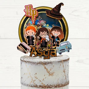 Cake Topper Harry Potter Temalı Kız Erkek Çocuk Doğum Günü Kişiye Özel Pasta Süsü (19x20cm)