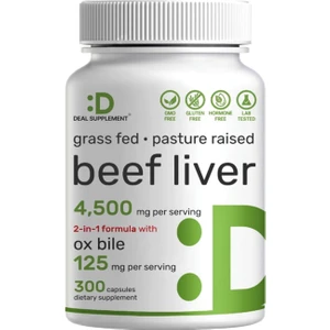 Deal Supplement Beef Liver Supplement With Ox Bile 4 500MG Per Serving  300 Capsules made In Usa