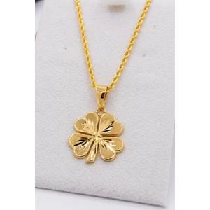 Latif Kuyumcu 22 Ayar Altın Zincir Kalemli Yonca Kadın Kolye Ucu + 2mm Zincir LKKLY1121