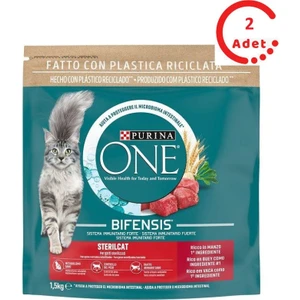 One Sığır Etli Kısırlaştırılmış Yetişkin Kedi Maması 1,5 kg x 2 Adet