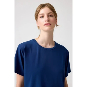 Los Ojos x Melodi Lacivert Oversize Geniş Kalıp Tişört Boyfriend T-Shirt