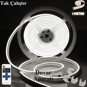 Neon Esnek Şerit LED Tak Çalıştır Set  Kumandalı Beyaz Yüksek Lümen