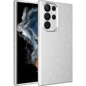 Techno Guru Samsung Galaxy S22 Ultra Kılıf Kamera Korumalı Simli Lüks Koton Kapak