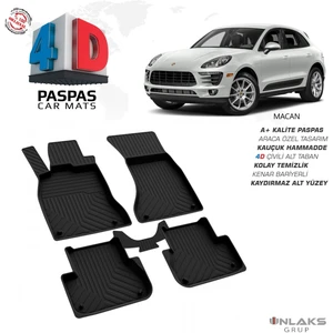 RK Carshop Porsche Macan Ferrous 4d Havuzlu Kauçuk Paspas 2018 ve Üstü