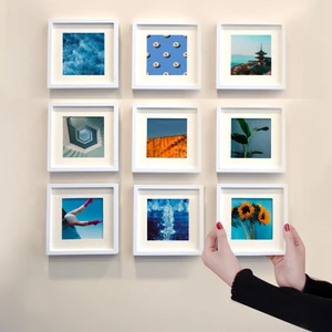 Yapışkanlı Sök-Tak Paspartulu Beyaz 14X14CM Pola Kare Fotoğraf Çerçevesi - 9'lu paket