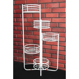 Modern  5 Katlı Metal Beyaz Çiçeklik, Saksılık Saksı Standı