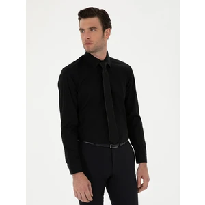 Erkek Siyah Slim Fit Pamuk Klasik Gömlek 50294746-VR046