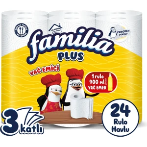 Plus Yağ Emici Kağıt Havlu 24 Rulo (6 Rulo x 4 Paket)