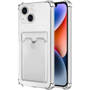 Iphone 15 Plus Kamera Korumalı Kartlıklı Setra Şeffaf Silikon Kılıf Ekran Koruyucu