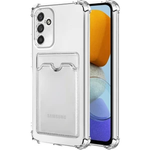 Samsung Galaxy M23 Kamera Korumalı Kartlıklı Setra Şeffaf Silikon Kılıf Ekran Koruyucu