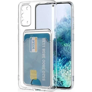 Samsung Galaxy S20 Plus Kamera Korumalı Kartlıklı Setra Şeffaf Silikon Kılıf Ekran Koruyucu