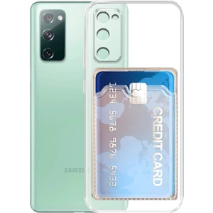 Samsung Galaxy S20 Fe Kamera Korumalı Kartlıklı Setra Şeffaf Silikon Kılıf Ekran Koruyucu
