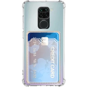 Xiaomi Redmi Note 9 Kamera Korumalı Kartlıklı Setra Şeffaf Silikon Kılıf Ekran Koruyucu