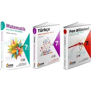 Aydın Yayınları Aydın 2024 7. Sınıf Matematik + Türkçe + Fen Bilmileri Beceri Temelli Soru Bankası Seti 3 Kitap